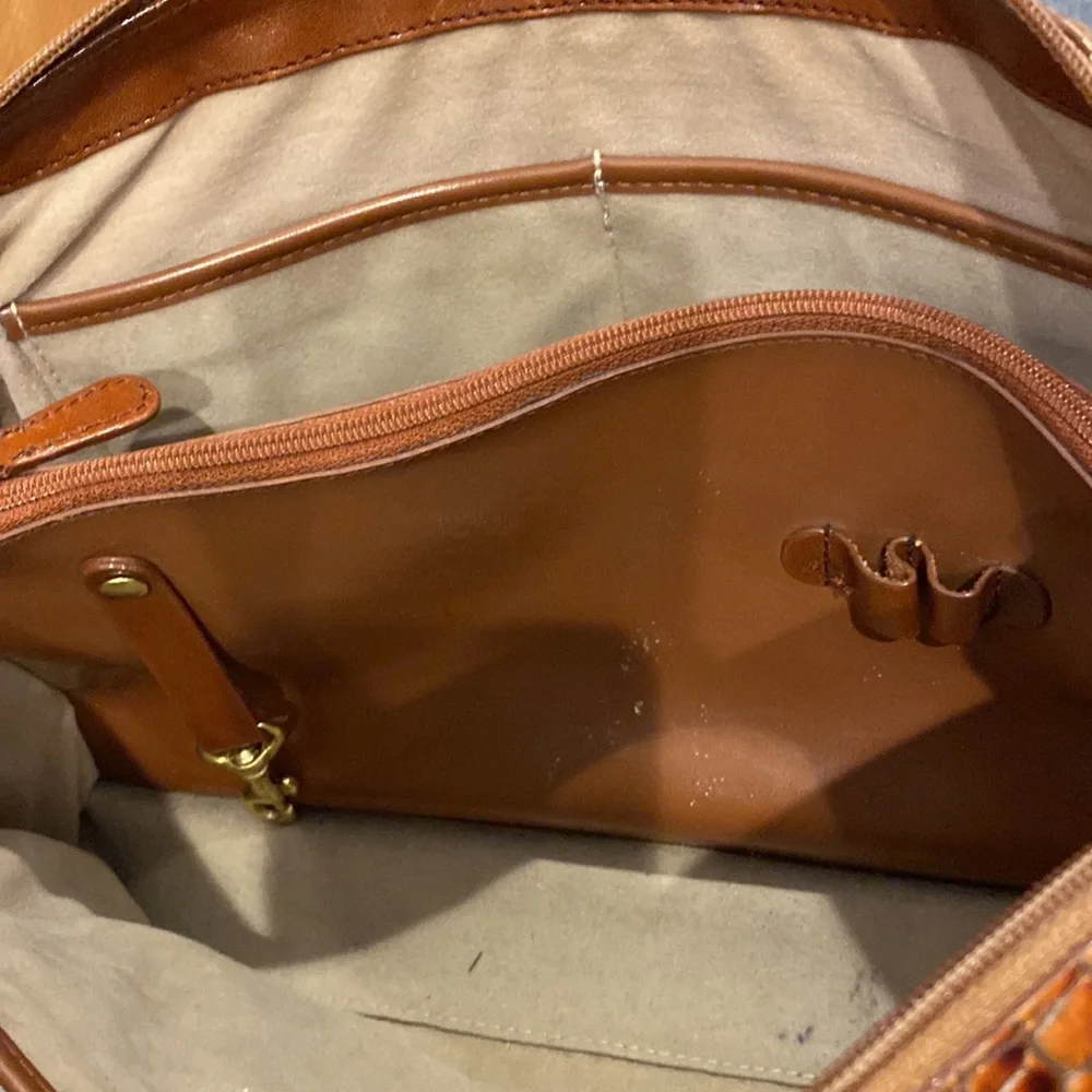 Brahmin satchel crossbody embossed croc handbag